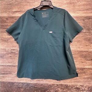 Figs Green V-Neck Scrub Top